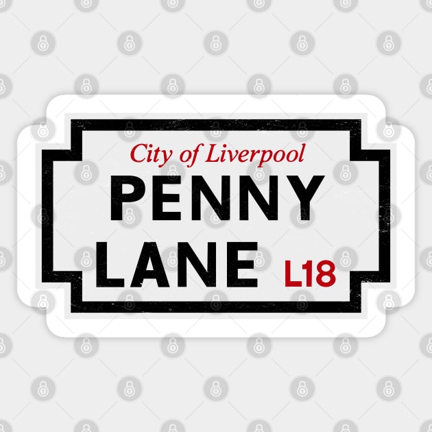 Vintage Penny Lane Street Sign Sticker by TwistedCharm